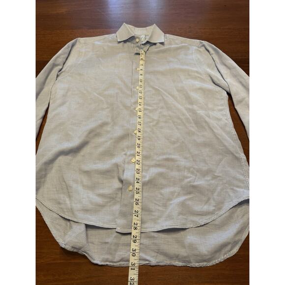 16 / 33 Gitman Bros Tailored Fit Button Up Long Sleeve Dress Shirt Blue Stripe - Picture 9 of 10